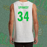 GARFIELD FOOTY TRIP 2023 TANK - WHITE Front & Back Names