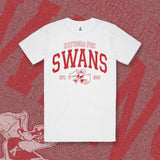 (Ladies Fit) KATUNGA SWANS VARSITY TEE - WHITE - Front & Back Name