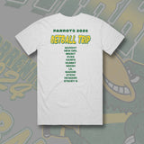 LEONGATHA PARROTS NETBALL TRIP TEE - White Marle Front & Back