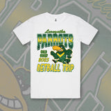 LEONGATHA PARROTS NETBALL TRIP TEE - WHITE Front & Back