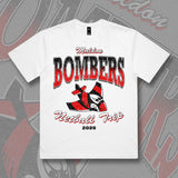 MALDON BOMBERS 2026 NETBALL TRIP TEE - WHITE Front & Back