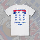 NORTH BENDIGO BULLDOGS NETBALL TRIP TEE - WHITE Front & Back