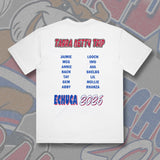 (Ladies Sizes) TARRA NETBALL TRIP TEE 2026 - WHITE Front & Back