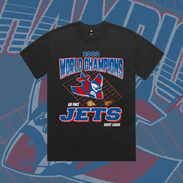 (HEAVY TEE - FADED BLACK) AIR FORCE JETS WORLD CHAMPIONS TEE