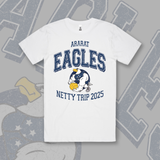 ARARAT EAGLES NETBALL TRIP TEE - WHITE Front & Back