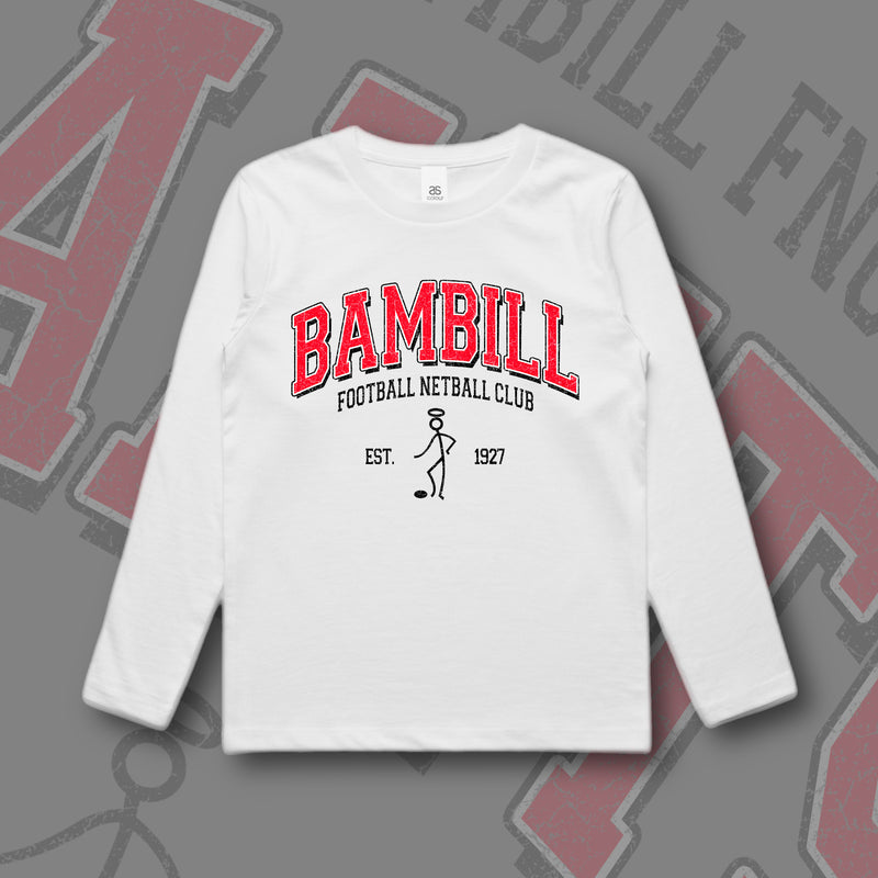 BAMBILL FNC VARSITY L/S TEE - WHITE (KIDS)