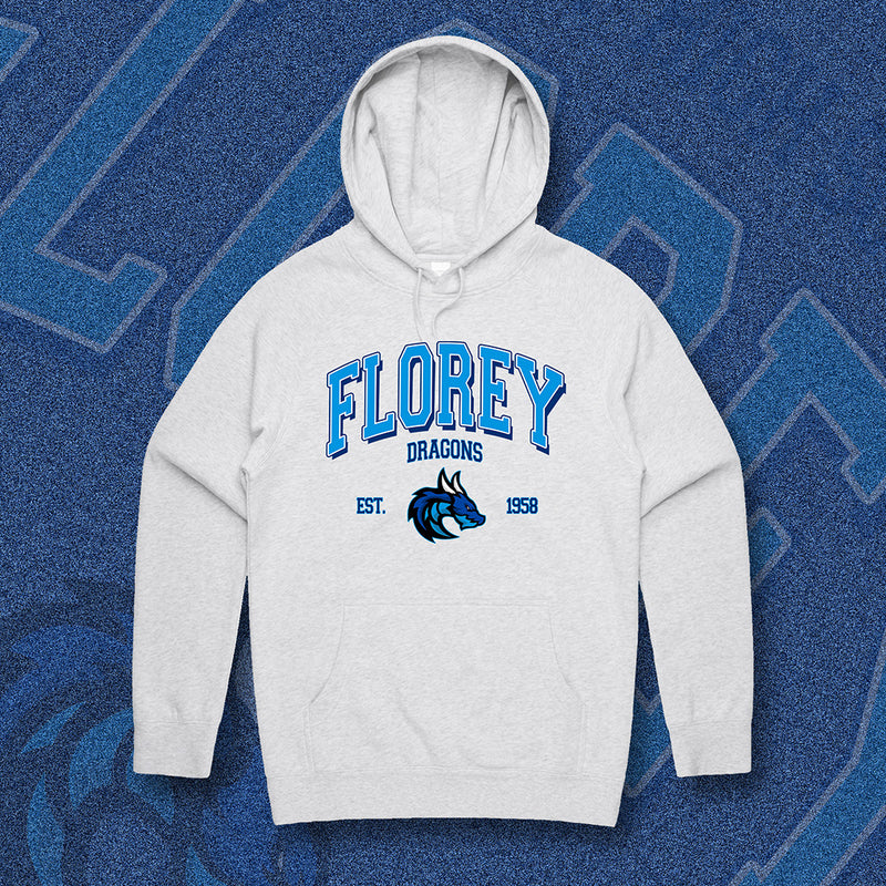 FLOREY DRAGONS HOODIE - GREY MARLE