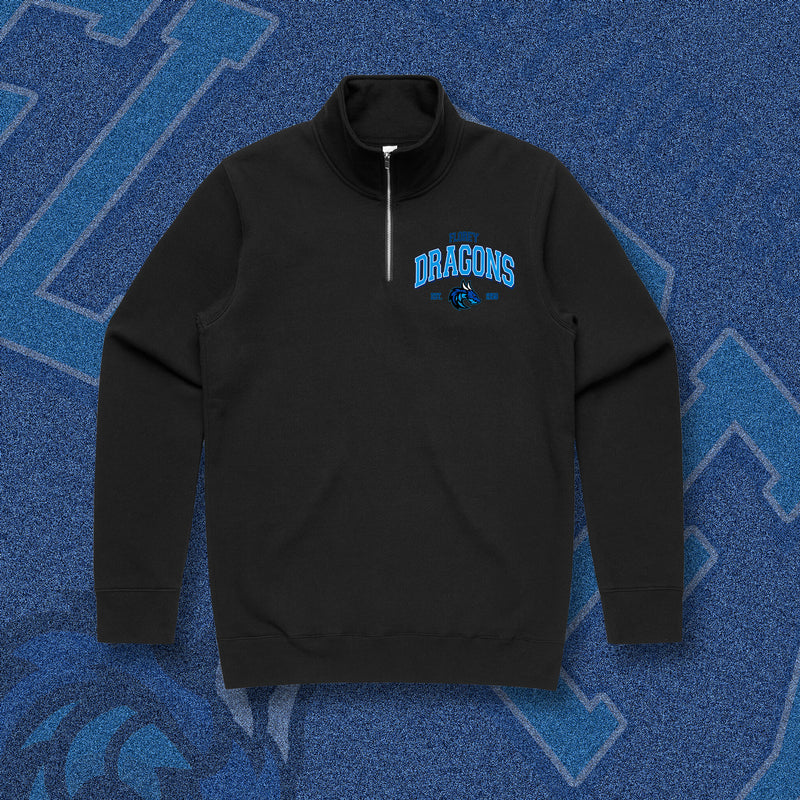 FLOREY DRAGONS QTR ZIP - BLACK