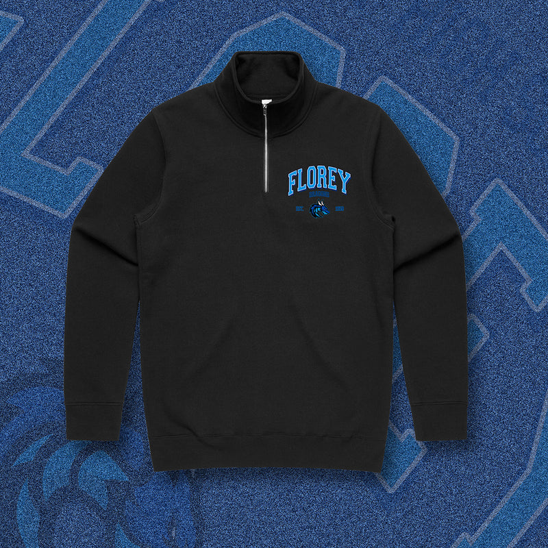 FLOREY DRAGONS QTR ZIP - BLACK