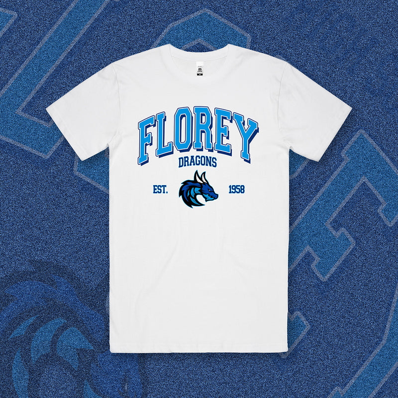 FLOREY DRAGONS TEE (Women's Sizes) - WHITE