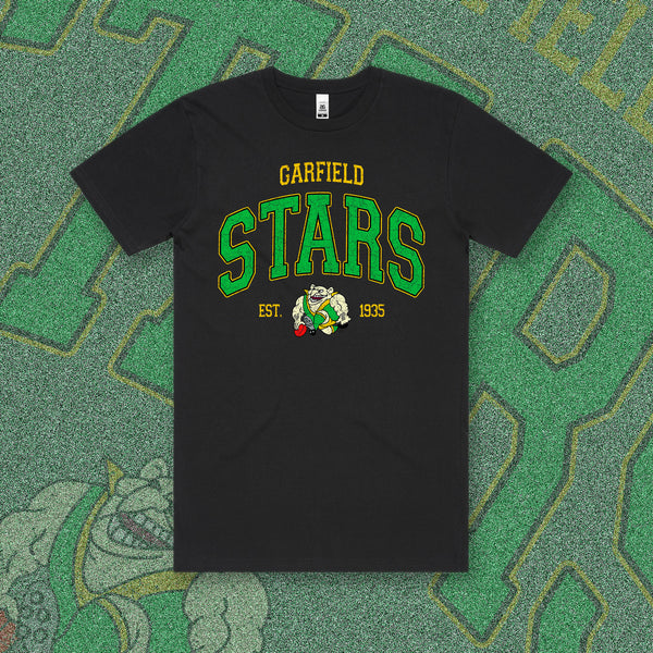 GARFIELD STARS VARSITY TEE - BLACK