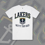 LAKERS NETBALL TRIP TEE - WHITE - Front/Back/Nicknames