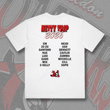 MALDON BOMBERS 2026 NETBALL TRIP TEE - WHITE Front & Back