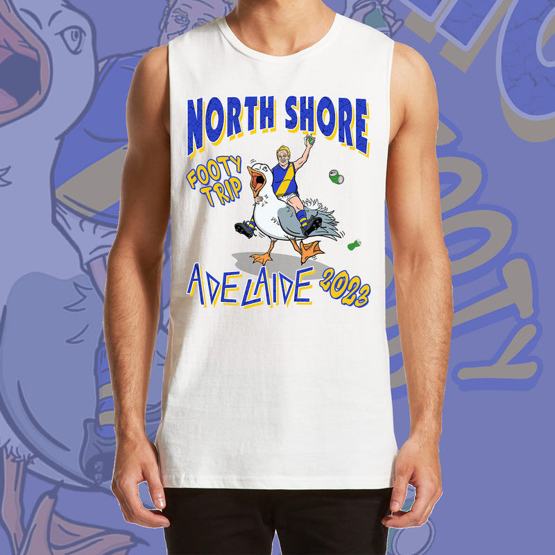 NORTH SHORE 2023 FOOTY TRIP TANK (Front & Back) - WHITE
