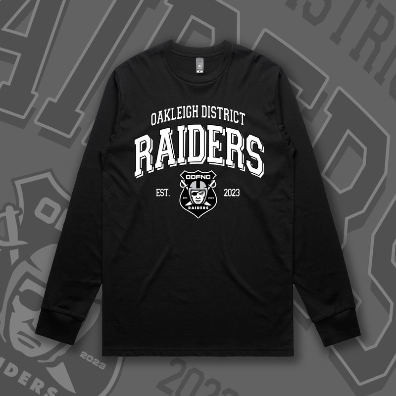 OAKLEIGH DISTRICT RAIDERS - ADULT L/S TEE - BLACK