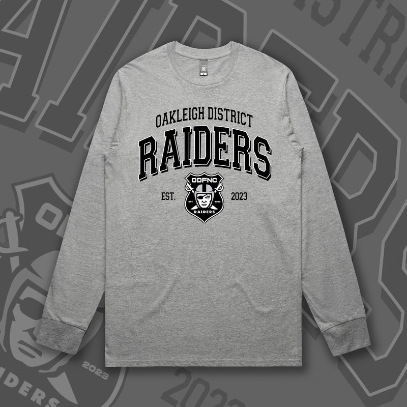 OAKLEIGH DISTRICT RAIDERS - ADULT L/S TEE - GREY