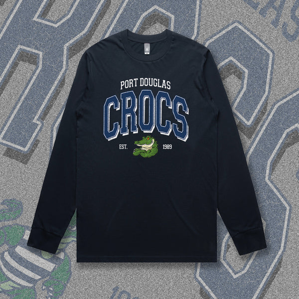 PORT DOUGLAS CROCS VARSITY L/S TEE - NAVY