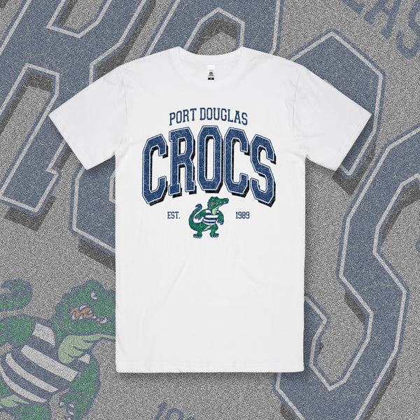 PORT DOUGLAS CROCS VARSITY TEE - WHITE