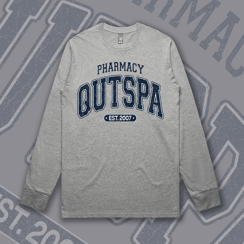 QUTSPA VARSITY LONG SLEEVE TEE - GREY