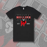 WHITE HILLS NETBALL TRIP TEE - BLACK - Front/Back/Nicknames