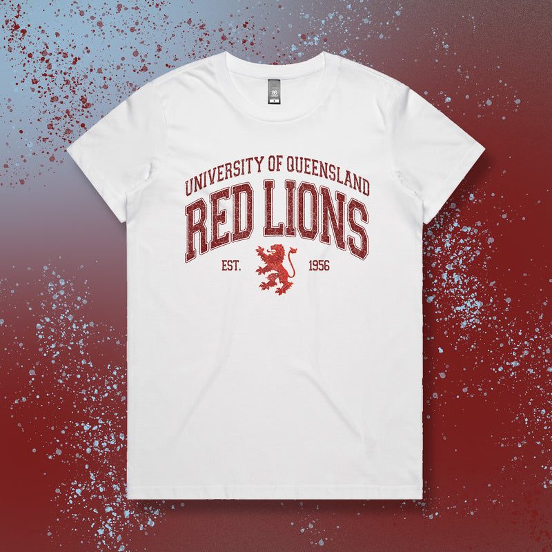 UQAFC RED LIONS VARSITY TEE (LADIES CUT) - WHITE